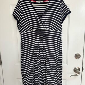 Boden Casual Jersey Navy and White Striped Dress